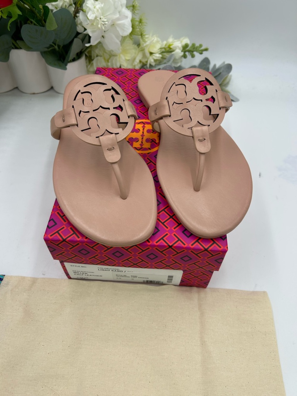 Women's TORY BURCH MILLER calf leather sandal size 10
